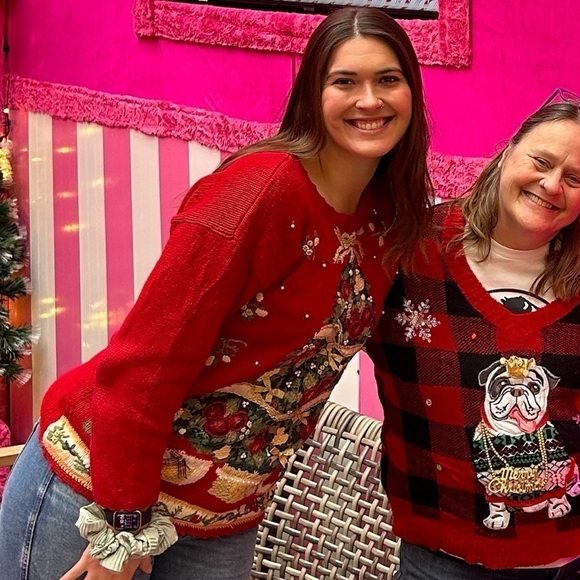 Vintage Tiara Petites Red Ugly Christmas Sweater Holiday Tree Winter Medium - Picture 8 of 8